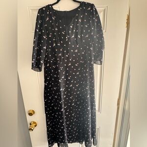 Chic Black Floral Long Sleeve Dress